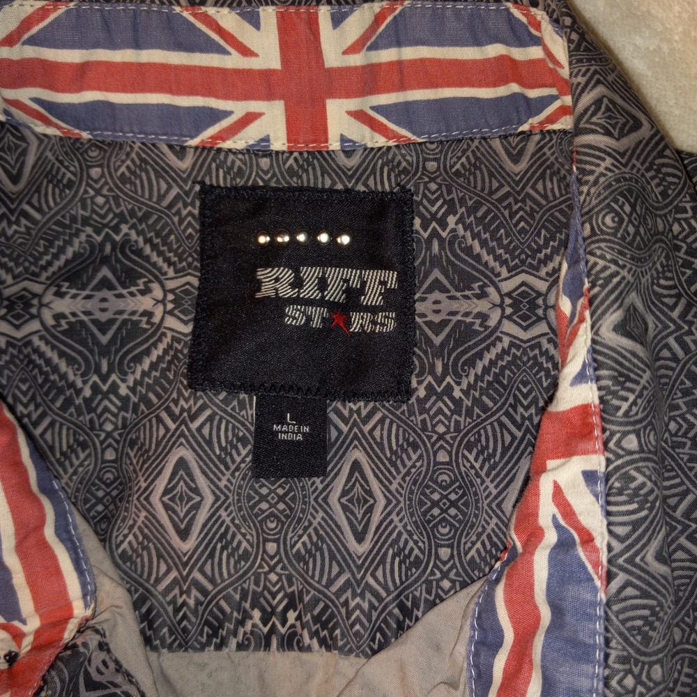 Rolling Stones Riff Stars Men's Large Shirt Button Front Flip Cuff Start Me Up
